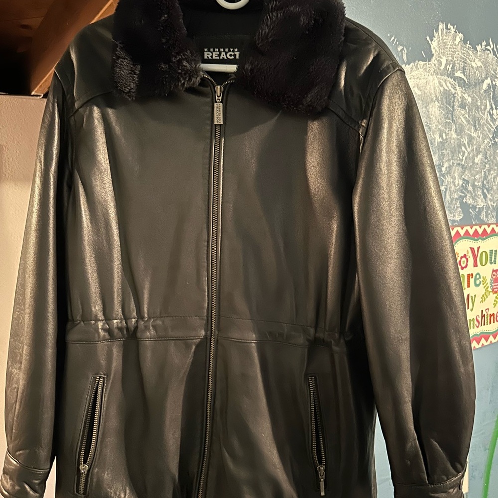 Kenneth Cole Black Jacket with Plush Collar